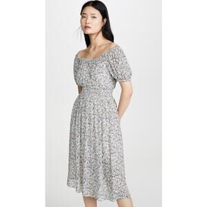 Madewell Smock-Waist Peasant Midi Dress in Blossoming Vines Size Small